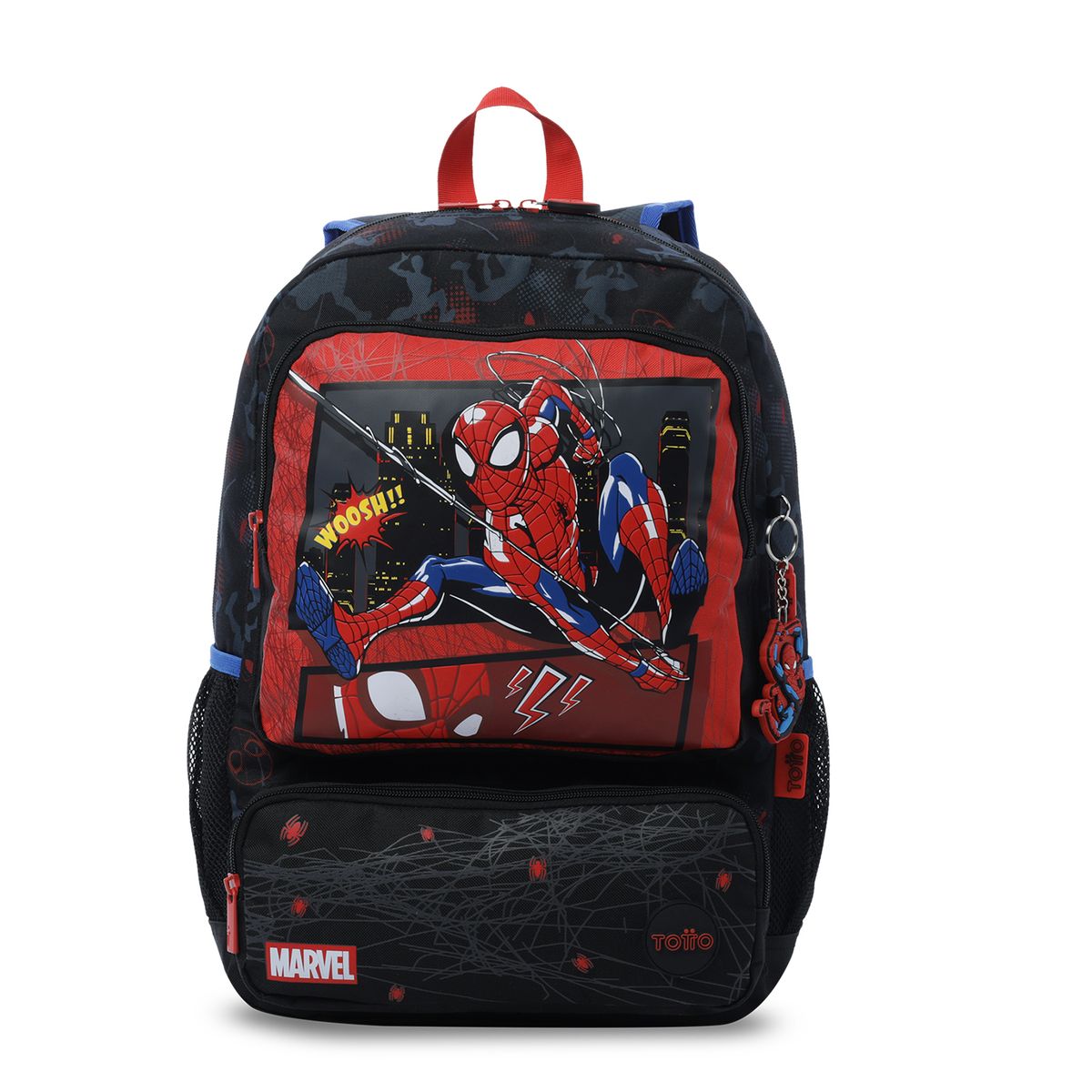 TOTTO - Morral Mochila Escolar Spiderman Hero L Niño Negro Totto
