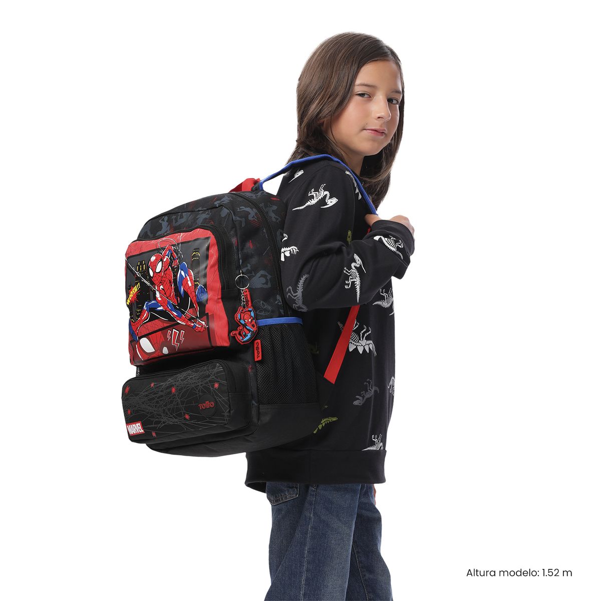 TOTTO - Morral Mochila Escolar Spiderman Hero L Niño Negro Totto
