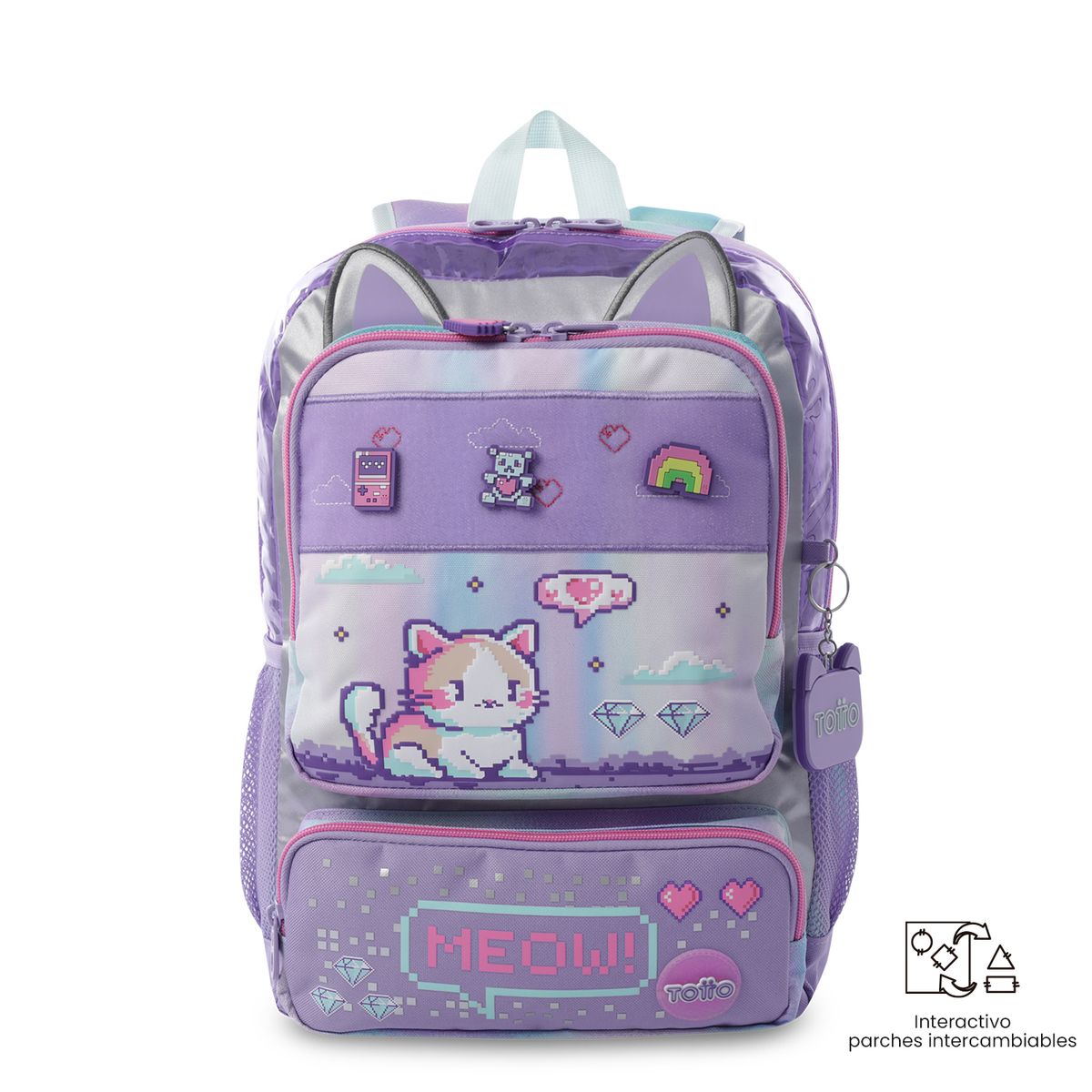 TOTTO - Morral Mochila Escolar Andy Cat M Niña Morado Totto
