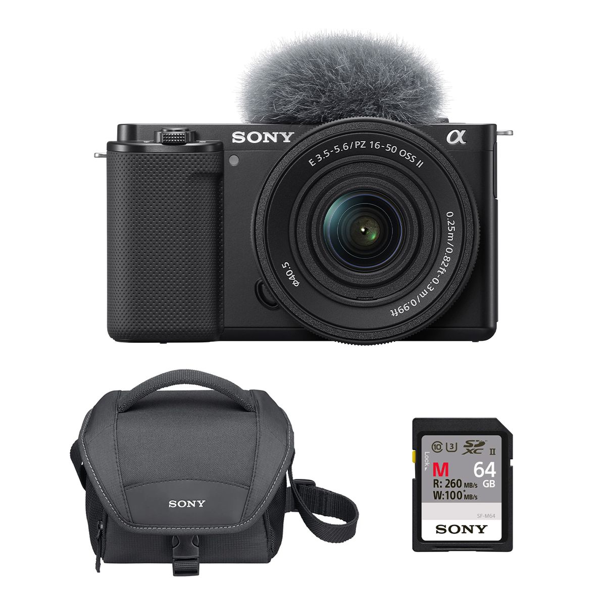 SONY - Kit Cámara Para Vlogs ZV-E10K Con Estuche Y Memoria De 64GB