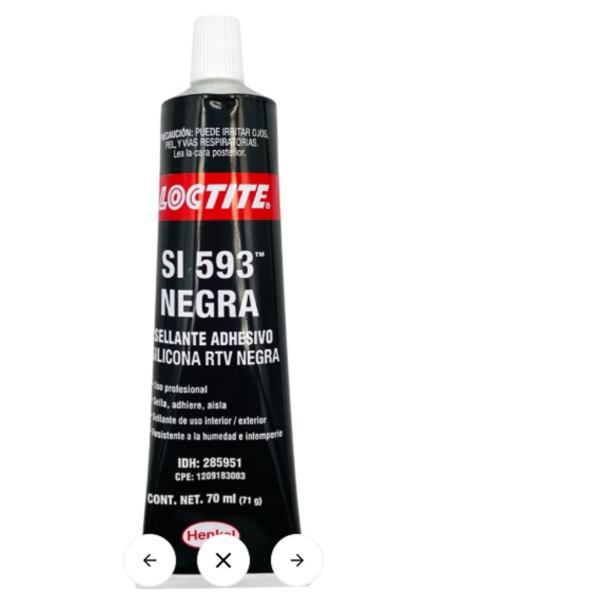 LOCTITE - Silicona Loctite Automotriz Si 593 Temperatura 232°c Color Negro 70ml