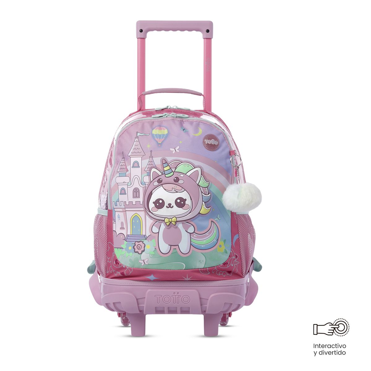 TOTTO - Morral Mochila Escolar Ruedas Magic Spark M Niña Rosa Totto