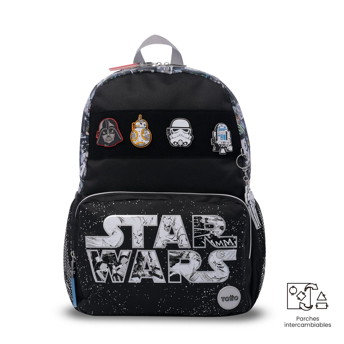 TOTTO - Morral Mochila Escolar Star Wars Jedi L Niño Negro Totto