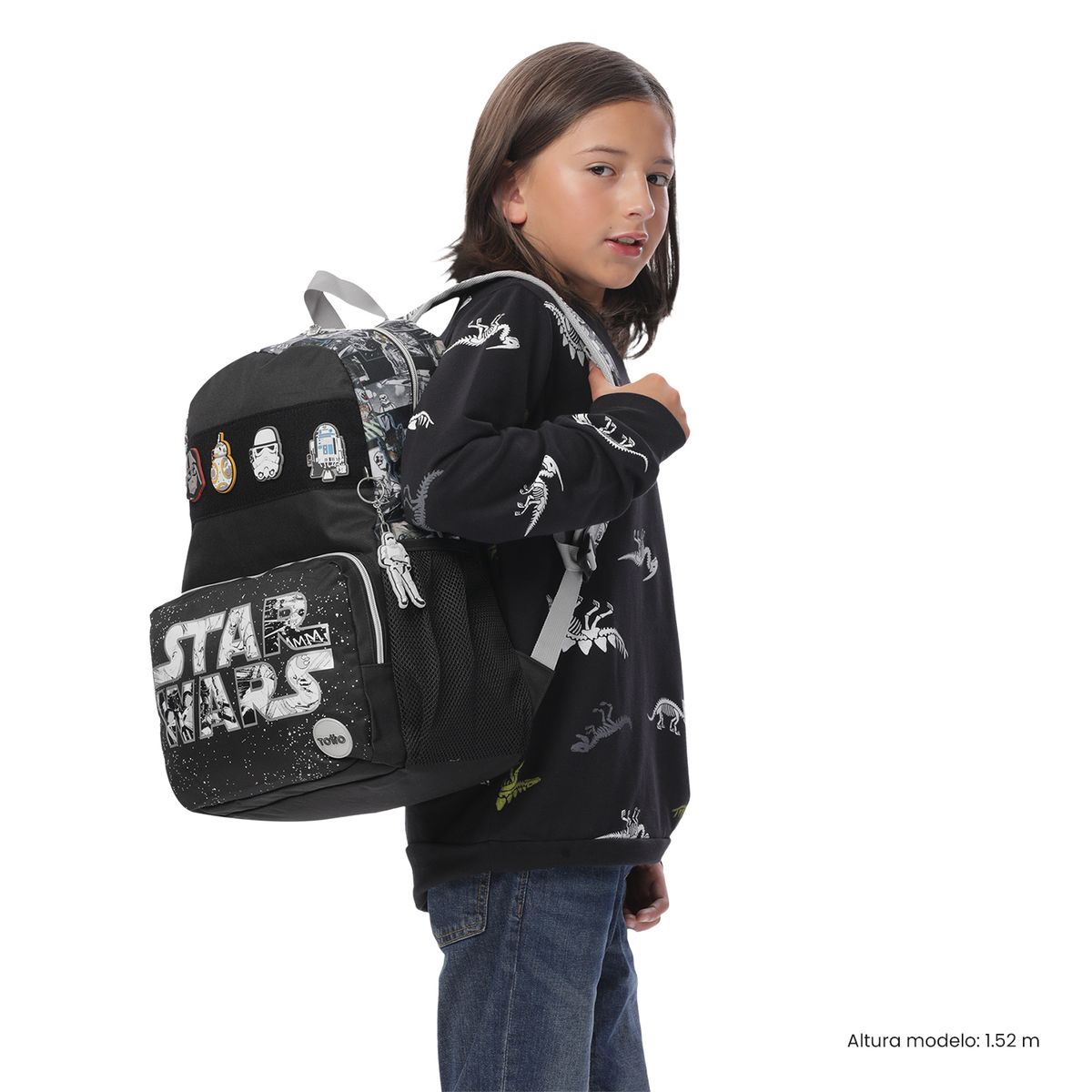 TOTTO - Morral Mochila Escolar Star Wars Jedi L Niño Negro Totto