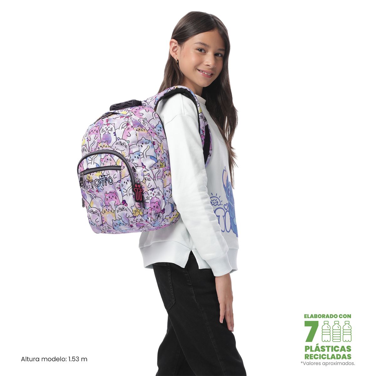 TOTTO - Morral Mochila Escolar Tempera Glitter Mujer Rosado Totto