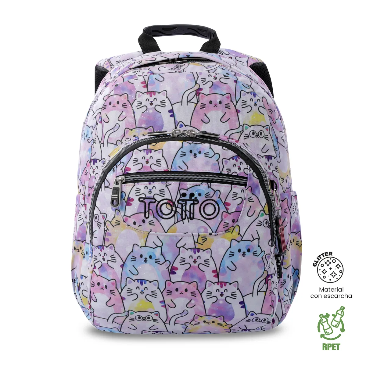 TOTTO - Morral Mochila Escolar Gommas Glitter Rosado Mujer Totto