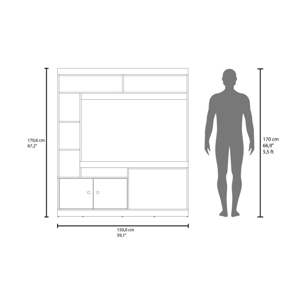 RTA DESIGN - Mesa Para Tv Roy, Bardolino y Blanco, Televisor de 50 Pulgadas