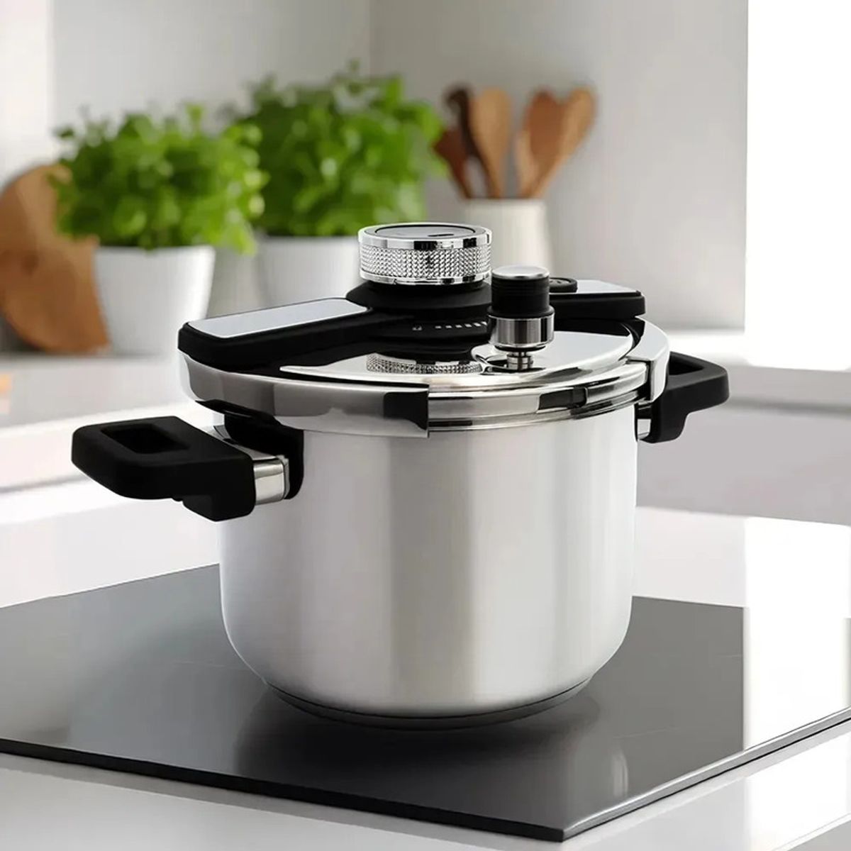 RENAHOUSE - Olla Express Zebbris A Presión 4 Litros En Acero Inoxidable - Plateado