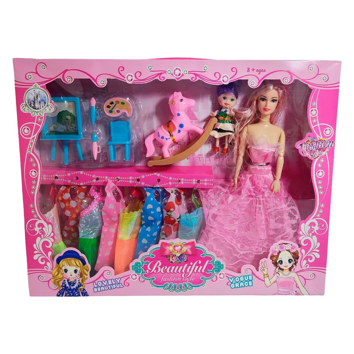 GENERICO - Muñeca Con Vestidos Con Hija Y Caballo Accesorios Juguete