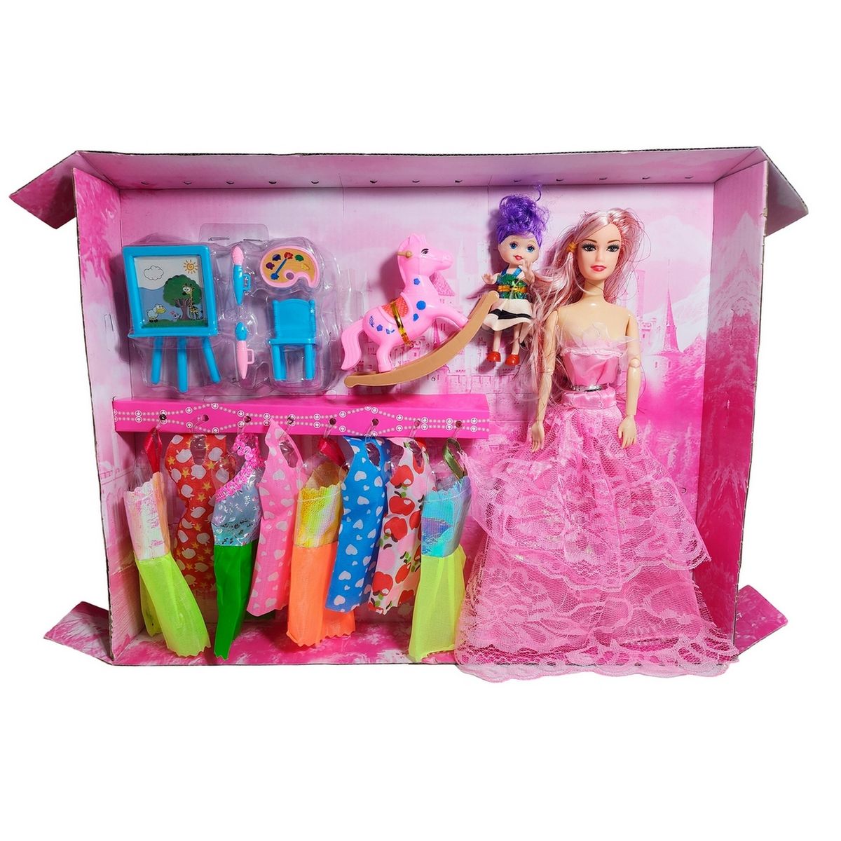 GENERICO - Muñeca Con Vestidos Con Hija Y Caballo Accesorios Juguete