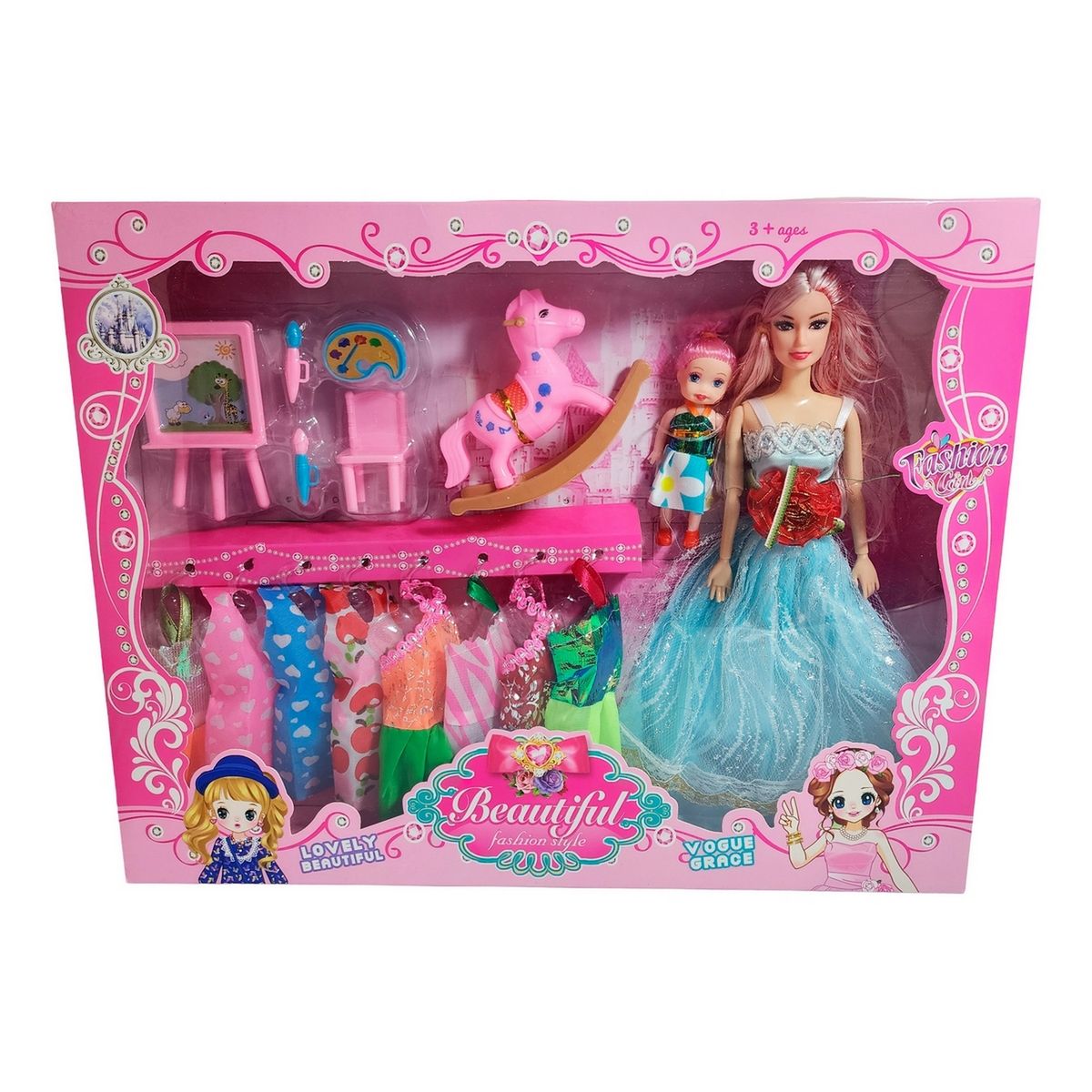 GENERICO - Muñeca Con Vestidos Con Hija Y Caballo Accesorios Juguete