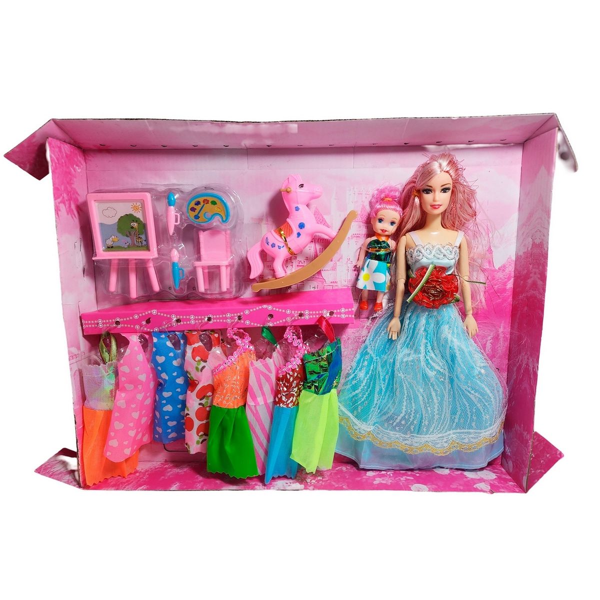 GENERICO - Muñeca Con Vestidos Con Hija Y Caballo Accesorios Juguete