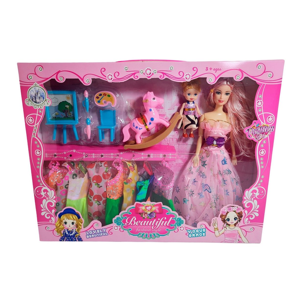 GENERICO - Muñeca Con Vestidos Con Hija Y Caballo Accesorios Juguete