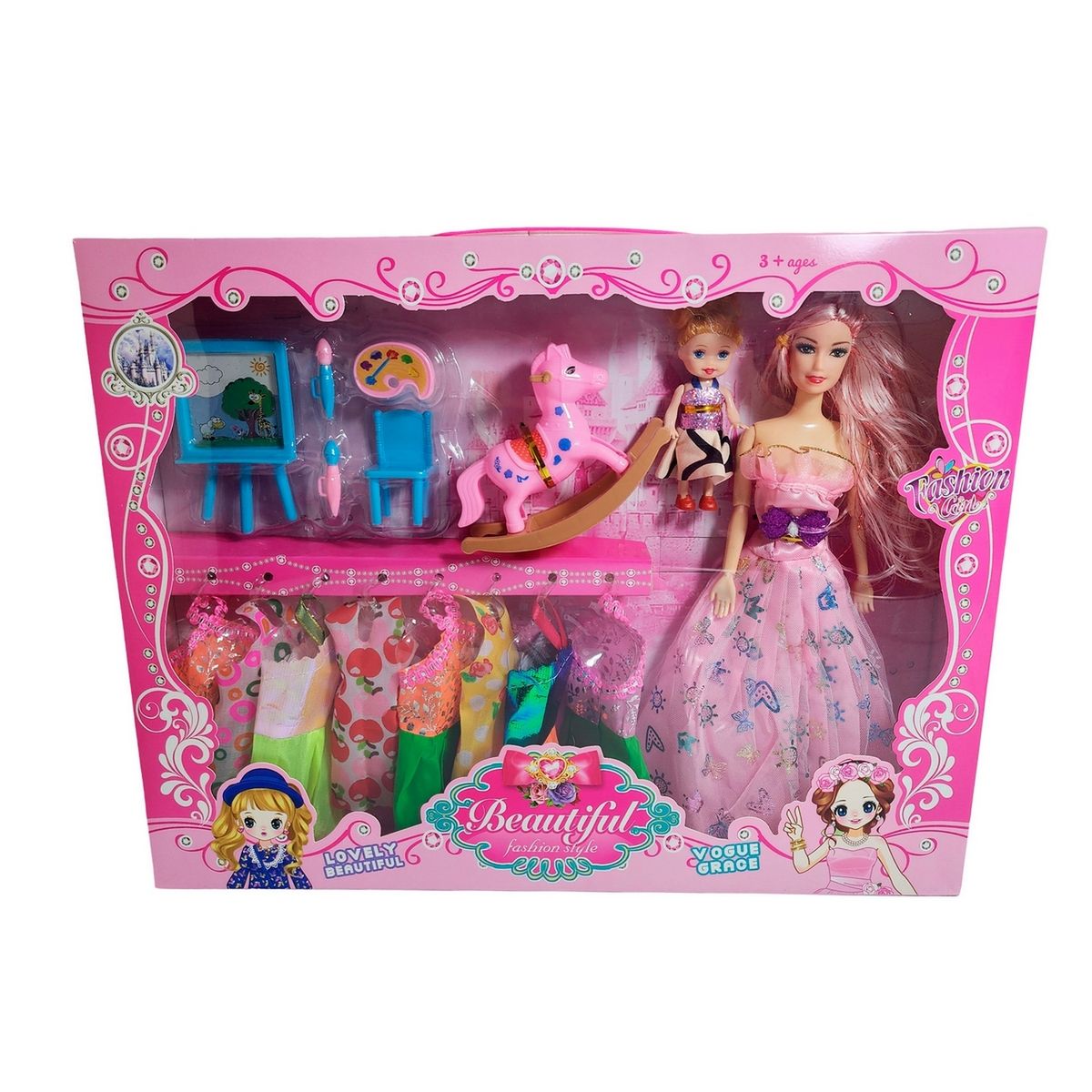 GENERICO - Muñeca Con Vestidos Con Hija Y Caballo Accesorios Juguete