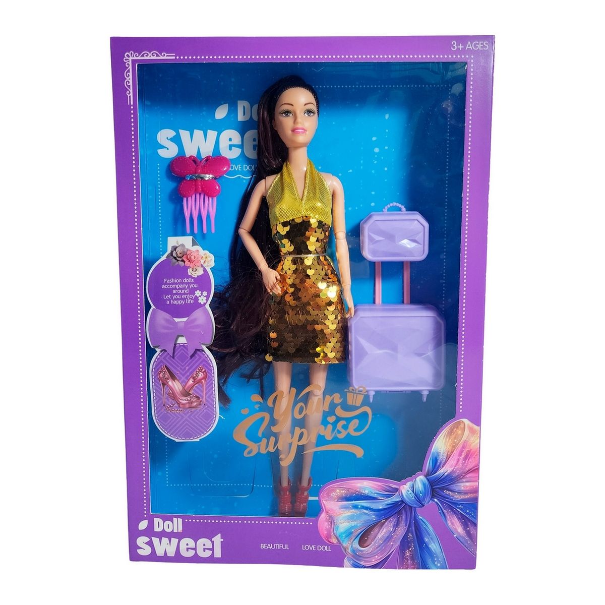 GENERICO - Muñeca Vestido De Lentejuelas + Accesorios Juguete Niñas