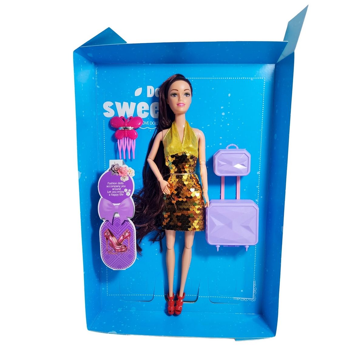 GENERICO - Muñeca Vestido De Lentejuelas + Accesorios Juguete Niñas