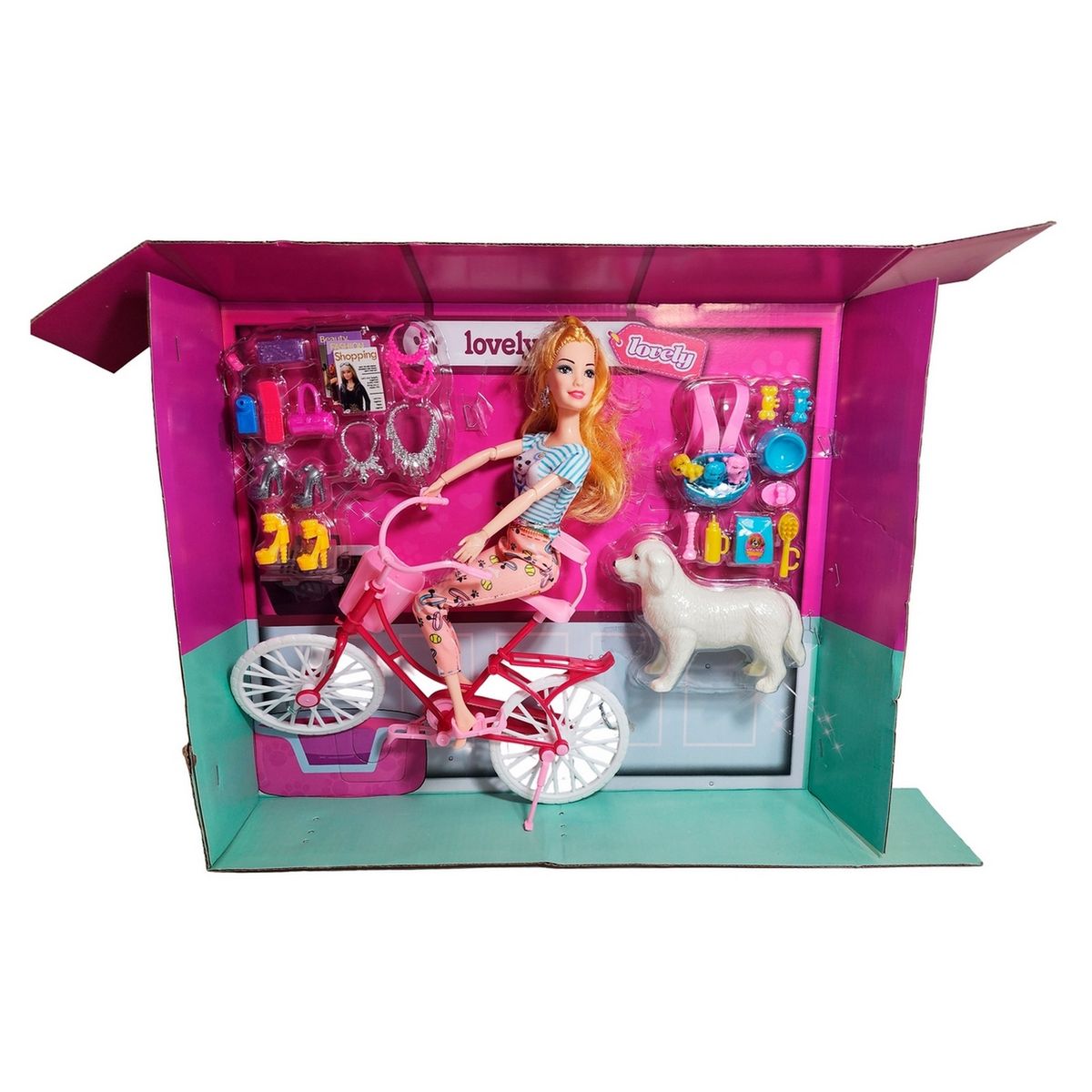 GENERICO - Muñeca En Bicicleta Juguete Niñas + Mascota Y Accesorios