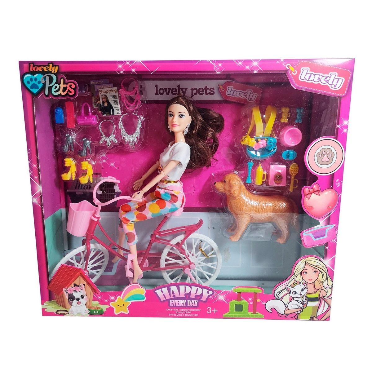 GENERICO - Muñeca En Bicicleta Juguete Niñas + Mascota Y Accesorios