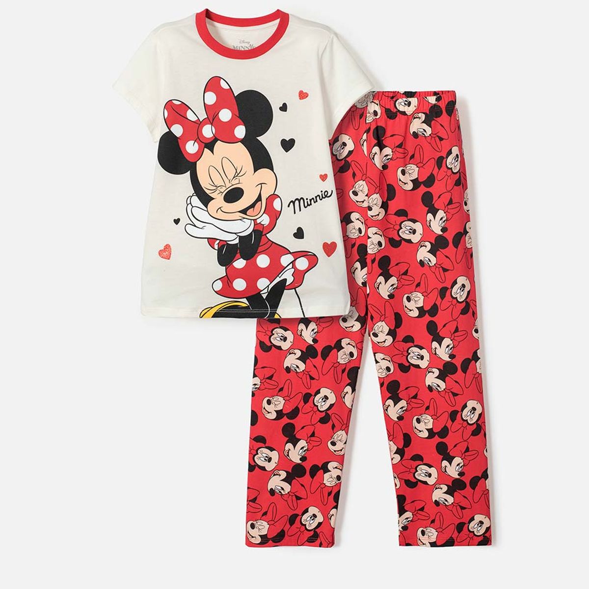 DISNEY - Pijama de Minnie Mouse pantalón largo marfil para niña