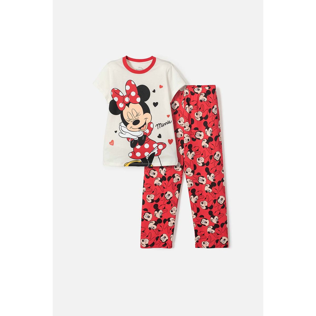 DISNEY - Pijama de Minnie Mouse pantalón largo marfil para niña