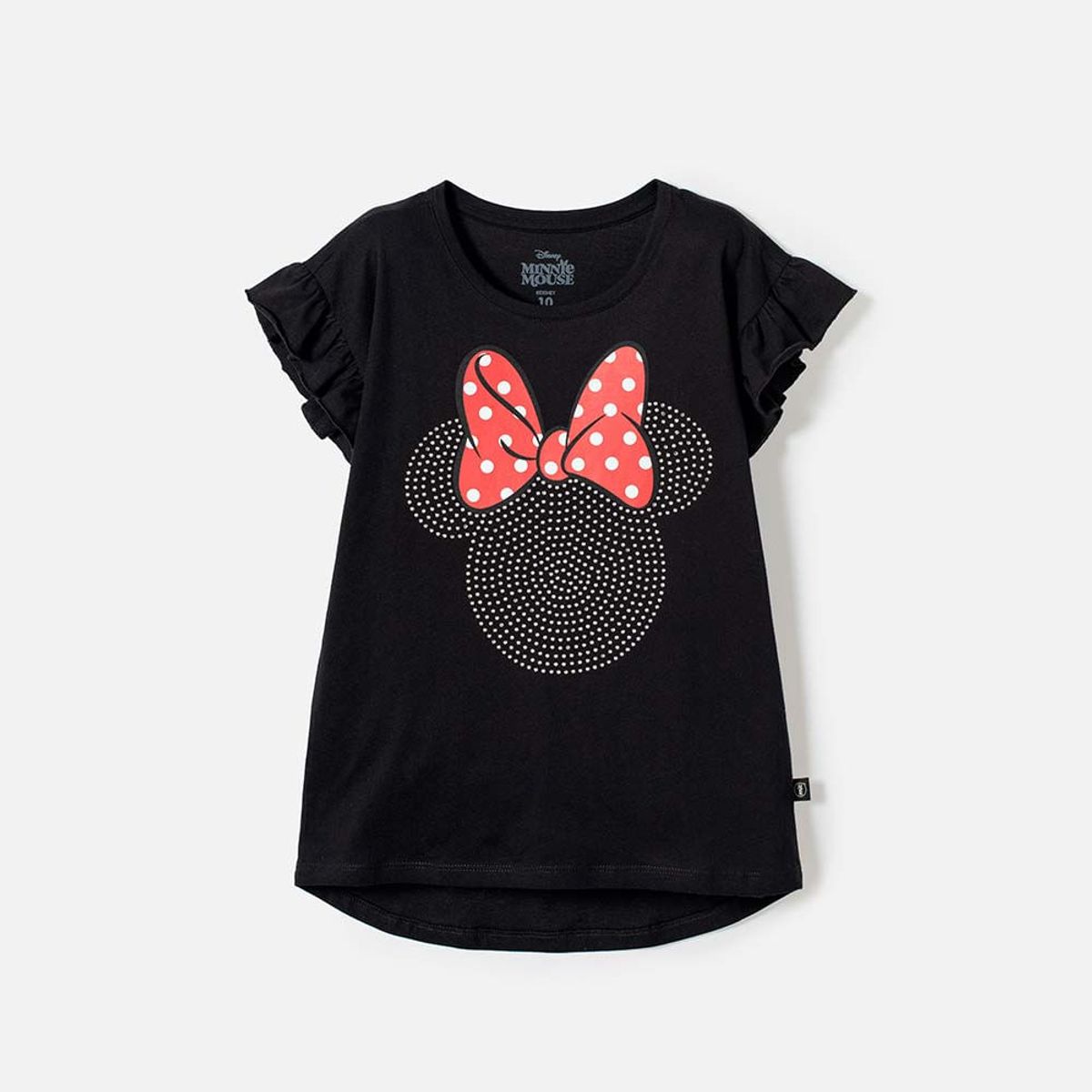 DISNEY - Camiseta de Minnie Mouse manga corta negra para niña