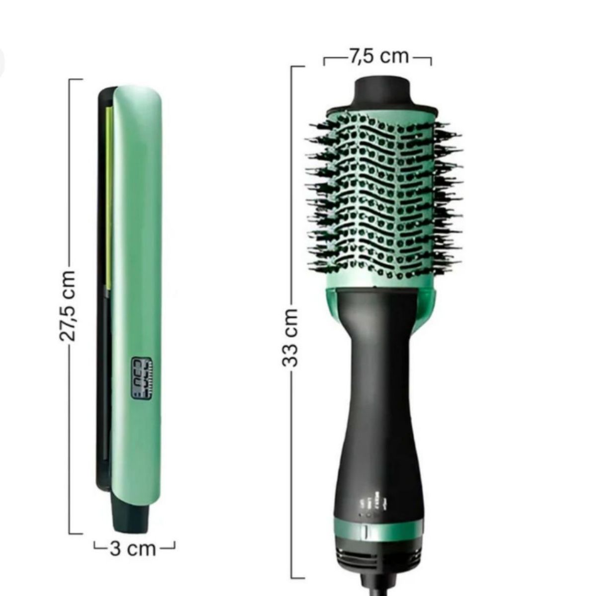 GENERICO - Kit Cepillo Secador Plancha Aguacate Profesional 2 en 1