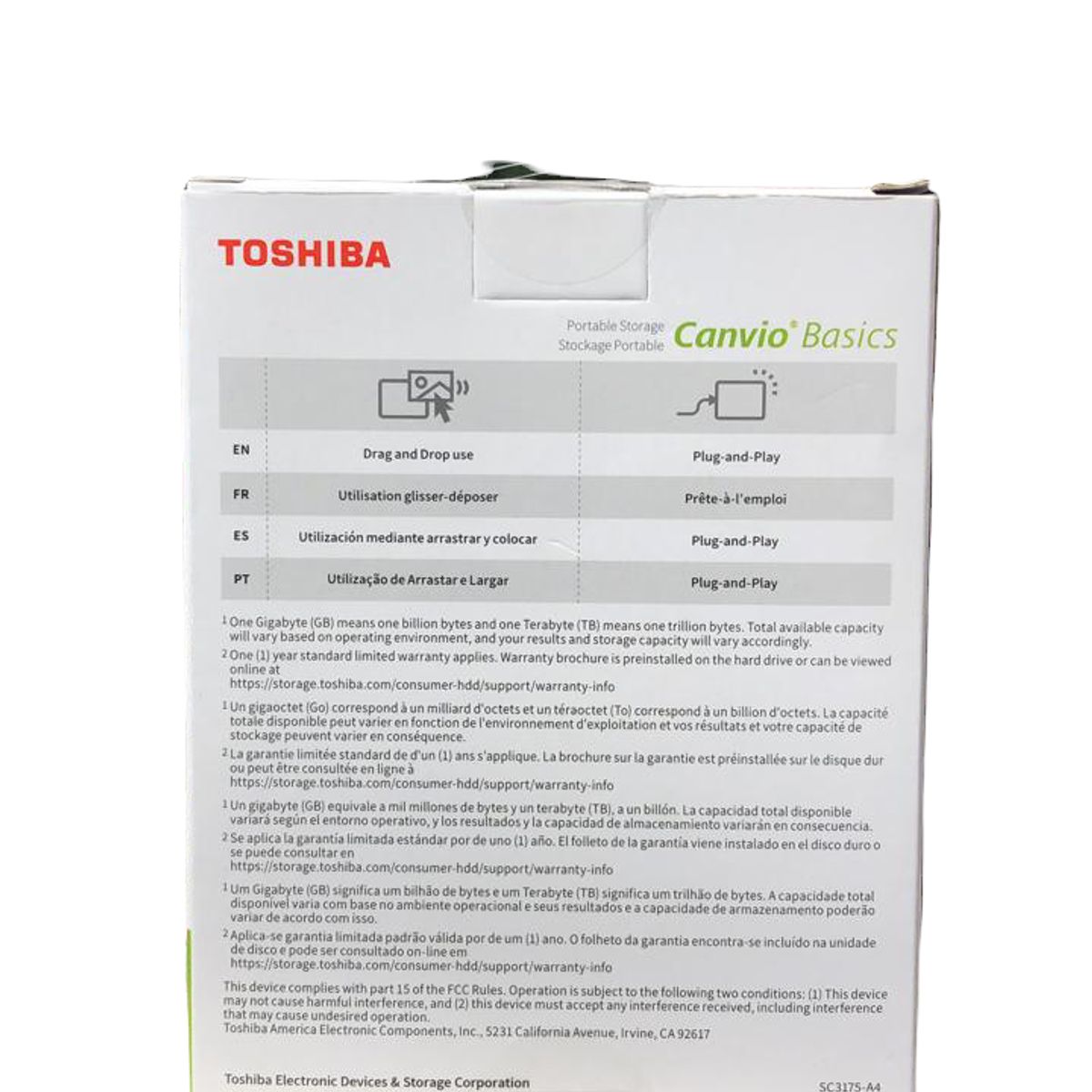 TOSHIBA - Disco Externo 2 Tb Toshiba Canvio Basics Usb 3.0