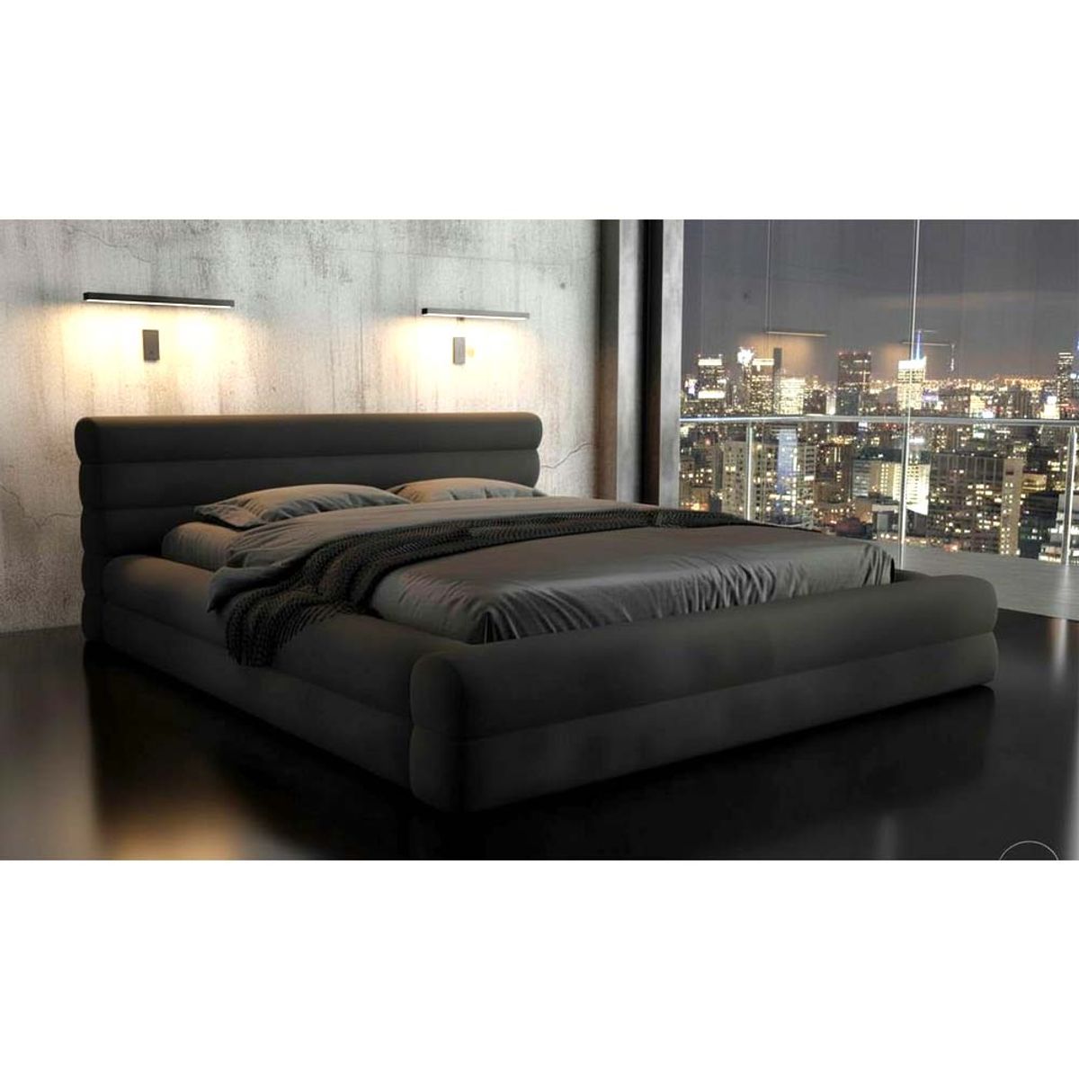 22 GRADOS DECORACION - Cama  Black Tela  King Size 2mt