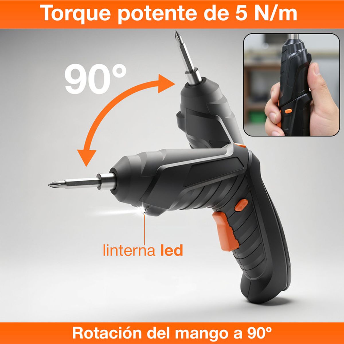 ENERGY PLUS - Kit Destornillador Eléctrico Inalámbrico 49 Pzas Recargable
