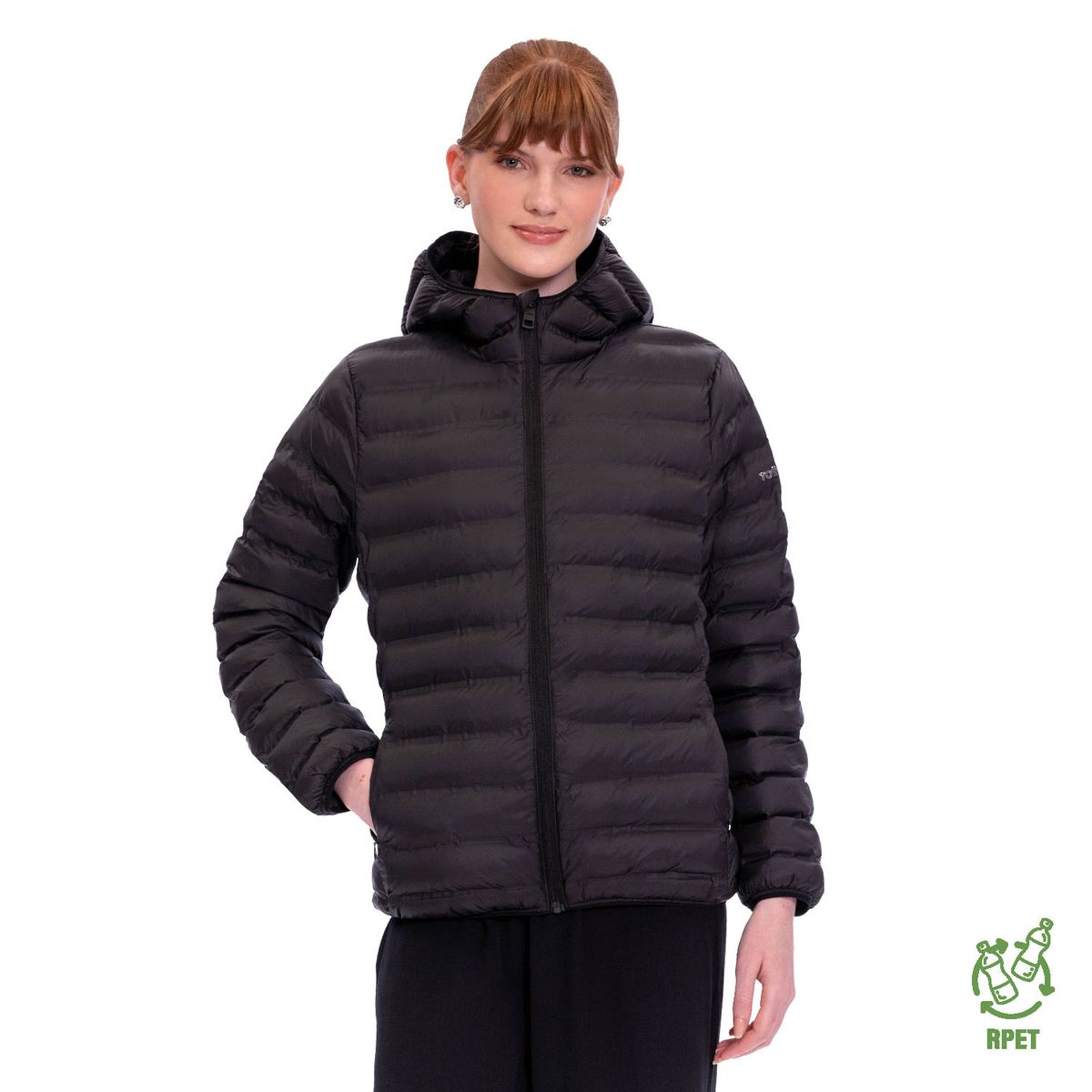 TOTTO - Chaqueta Acolchada Capota Colorfull Negro Mujer Pro Totto