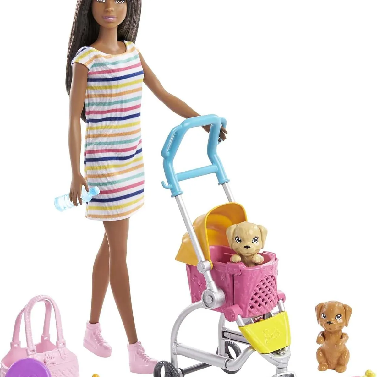 BARBIE - Barbie Perro Paseo Set con Muñeca y Accesorios