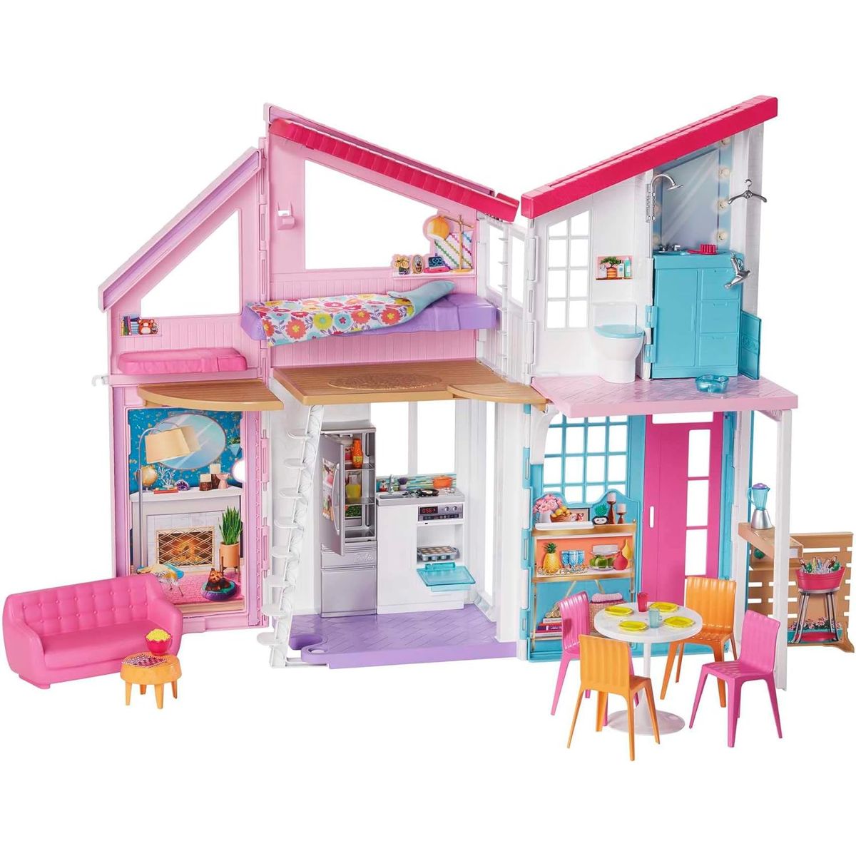 BARBIE - Casa de Barbie con 25+ muebles y accesorios Malibu 6 habitaciones