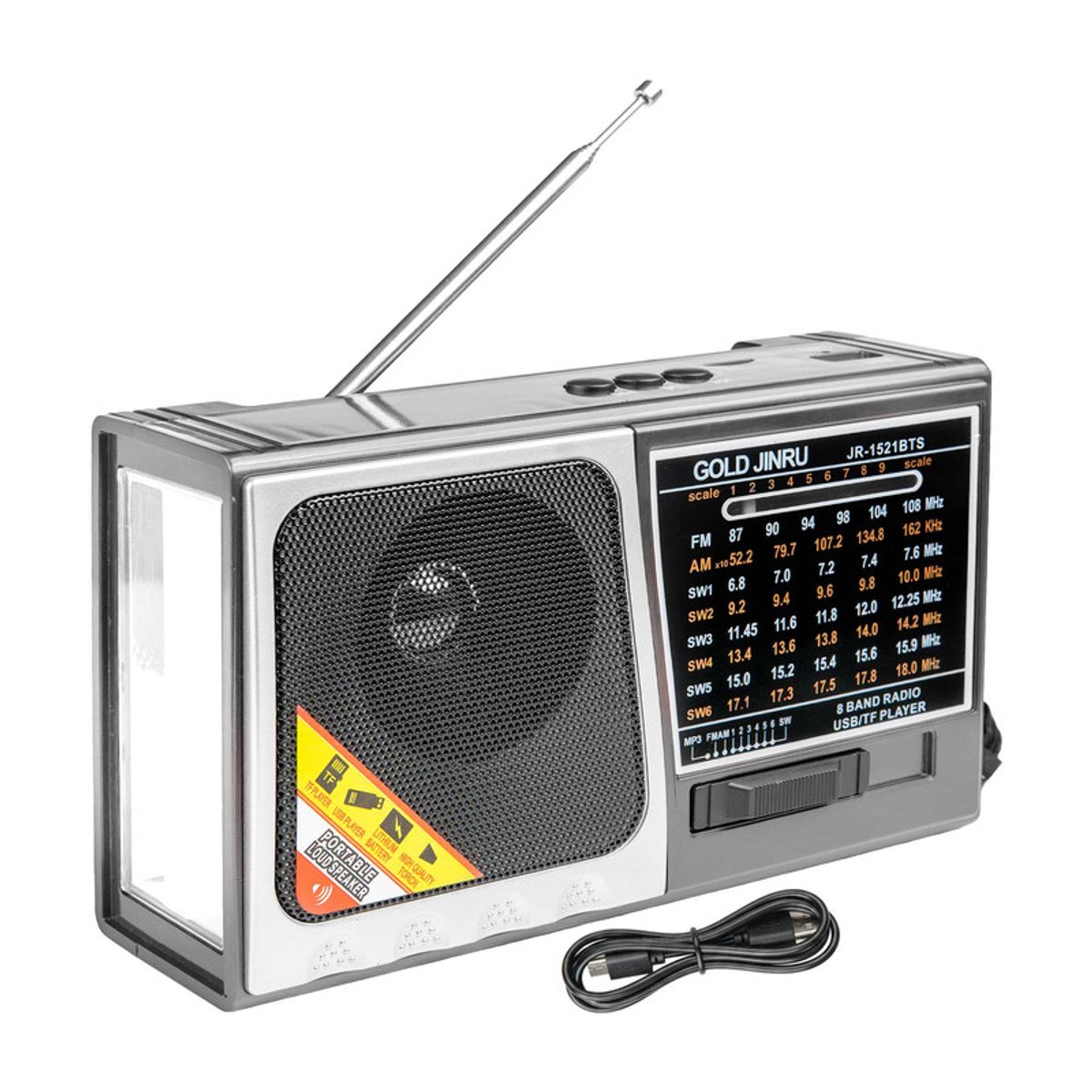 ENERGY PLUS - Radio Solar Recargable AMFMSW 8 Bandas USB Bluetooth LED