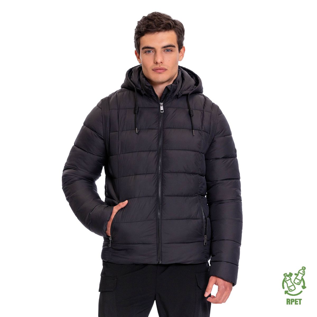 TOTTO - Chaqueta Acolchada 2 En 1 Hombre Atlantida Negra Totto