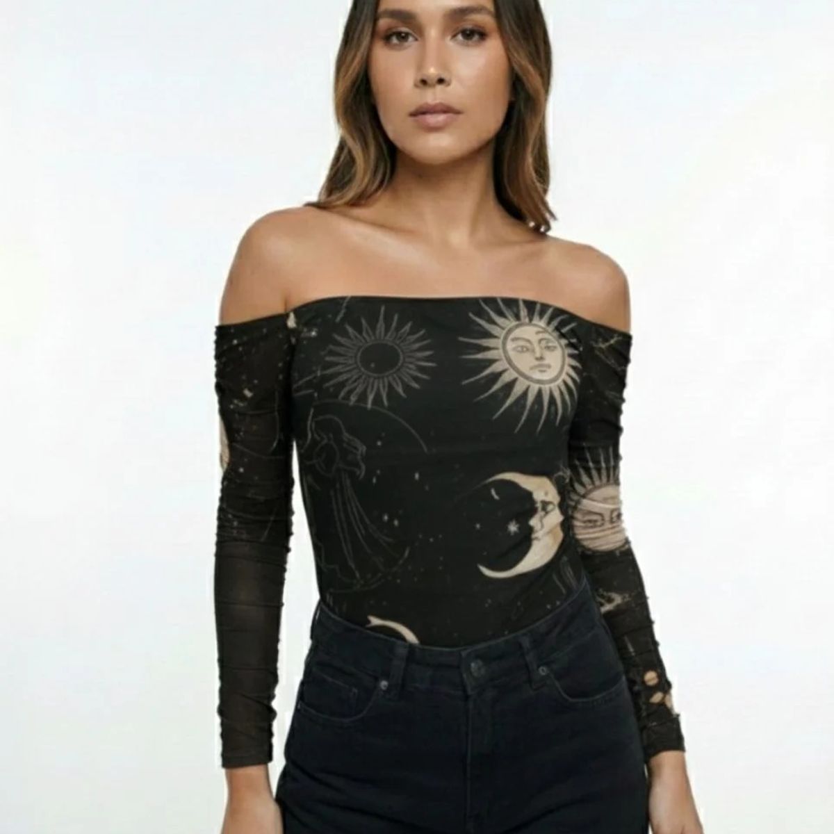 MOLGOA - Body Estampado en Malla Mesh - The Golden