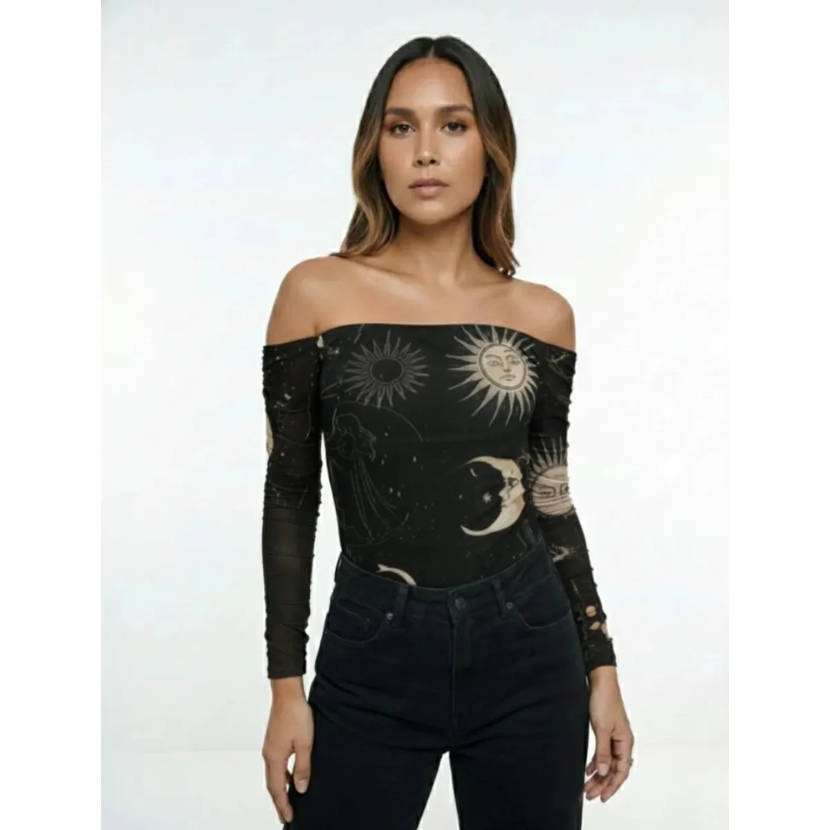 MOLGOA - Body Estampado en Malla Mesh - The Golden