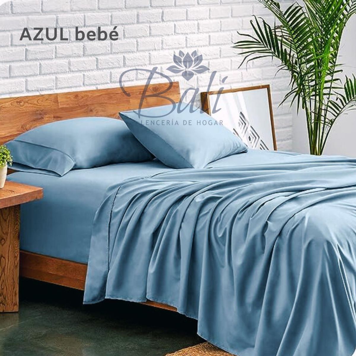 BALI - Sabanas Cama Doble Azul Bebé Calidad Premium