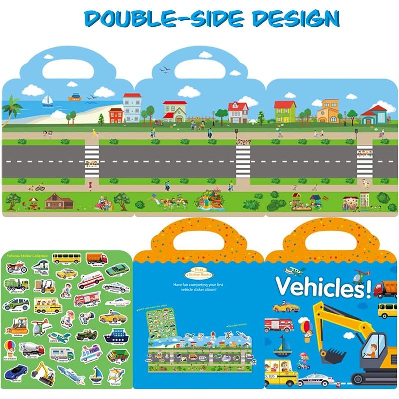 GENERICO - Libro De Stickers Reutilizables Infantiles Vinilo Vehiculos