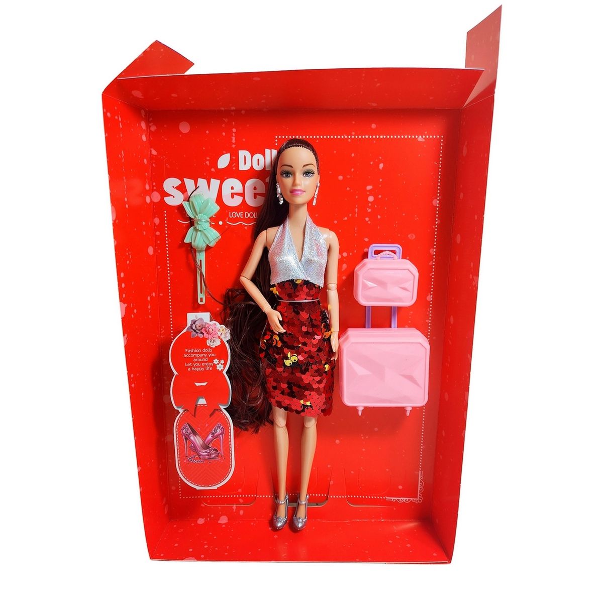 GENERICO - Muñeca Vestido De Lentejuelas + Accesorios Juguete Niñas