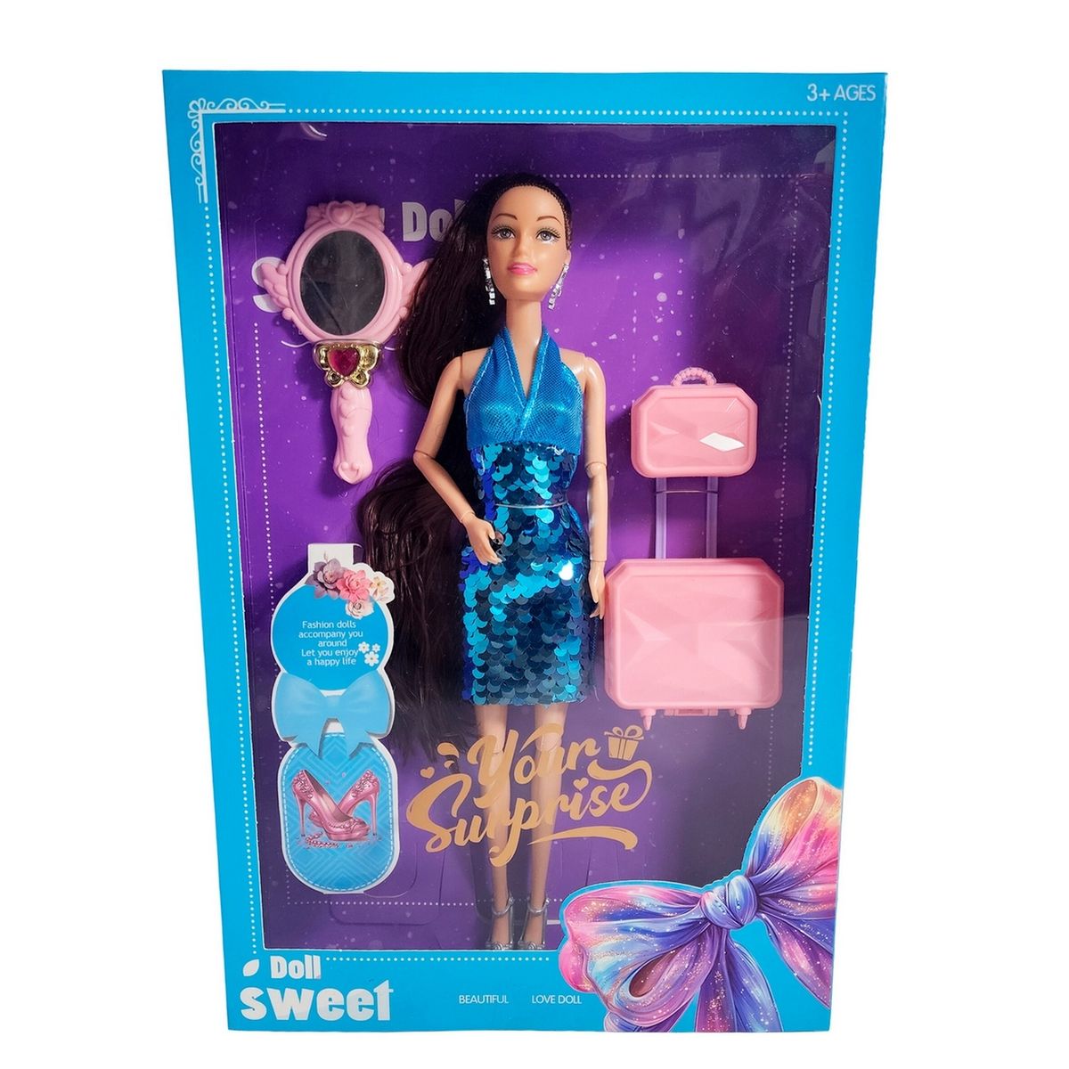 GENERICO - Muñeca Vestido De Lentejuelas + Accesorios Juguete Niñas