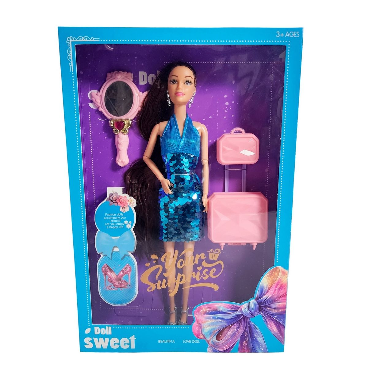 GENERICO - Muñeca Vestido De Lentejuelas + Accesorios Juguete Niñas