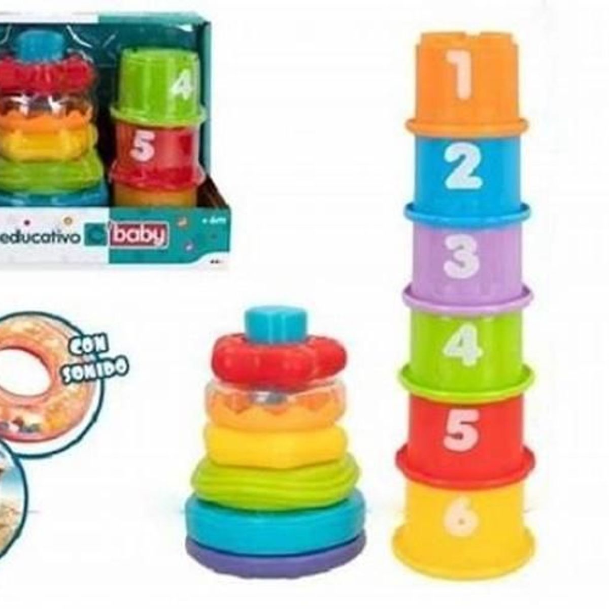 GENERICO - Juguete Tazas y Aros Apilables Didácticos para Bebé