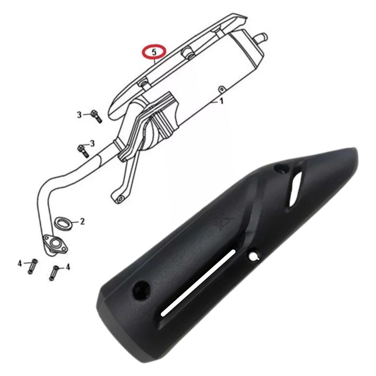 GENERICO - Tapa Lateral Cubierta Mofle Akt Dynamic Pro Negro