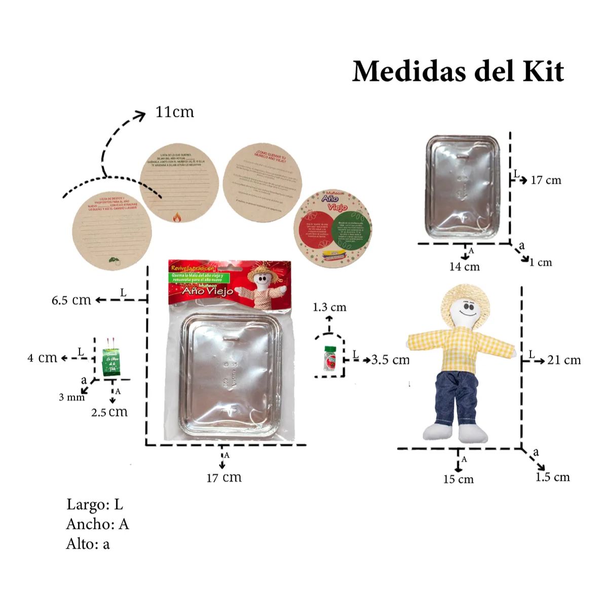 GENERICO - Muñeco Año Viejo Regalo Empresarial Ancheta Navidad Agüeros Blanco