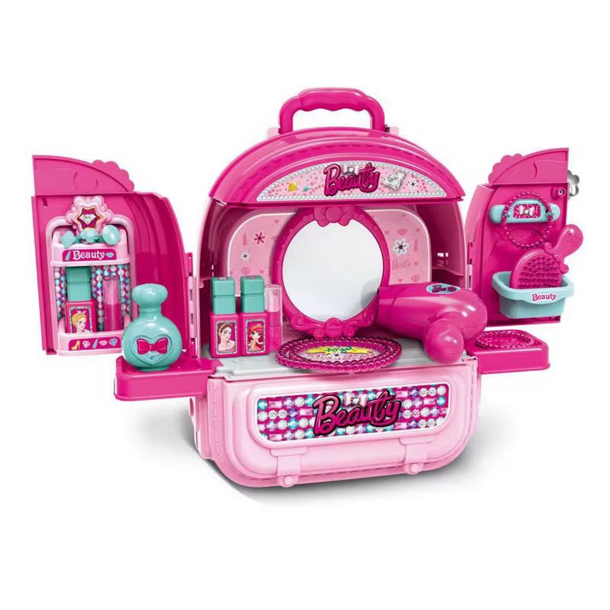 GENERICO - Morral Didáctico Tocador Beauty 3 En 1 Rosado Nuevo