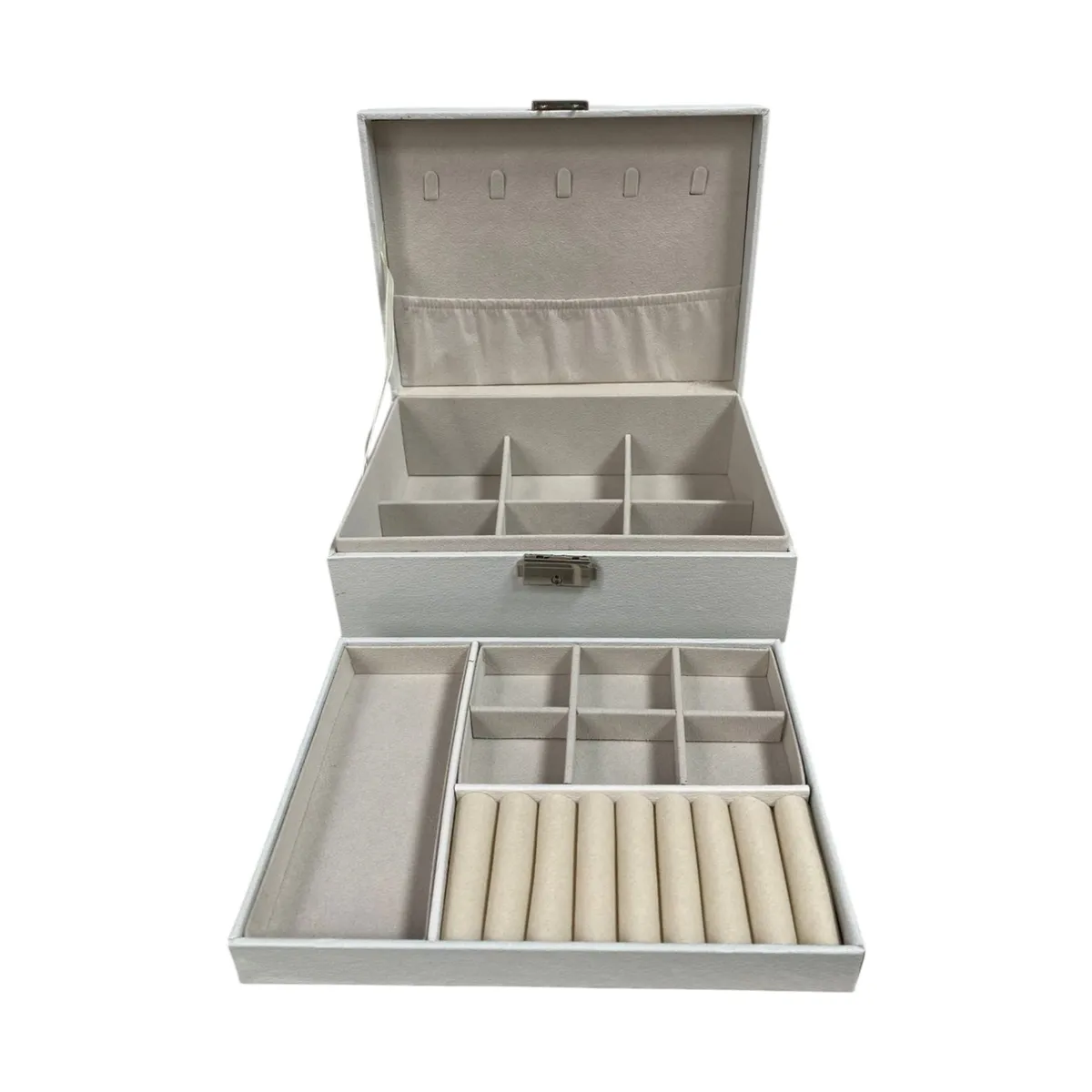 GENERICO - Joyero De 2 Niveles En Cuero Sintetico Organizador De Joyas