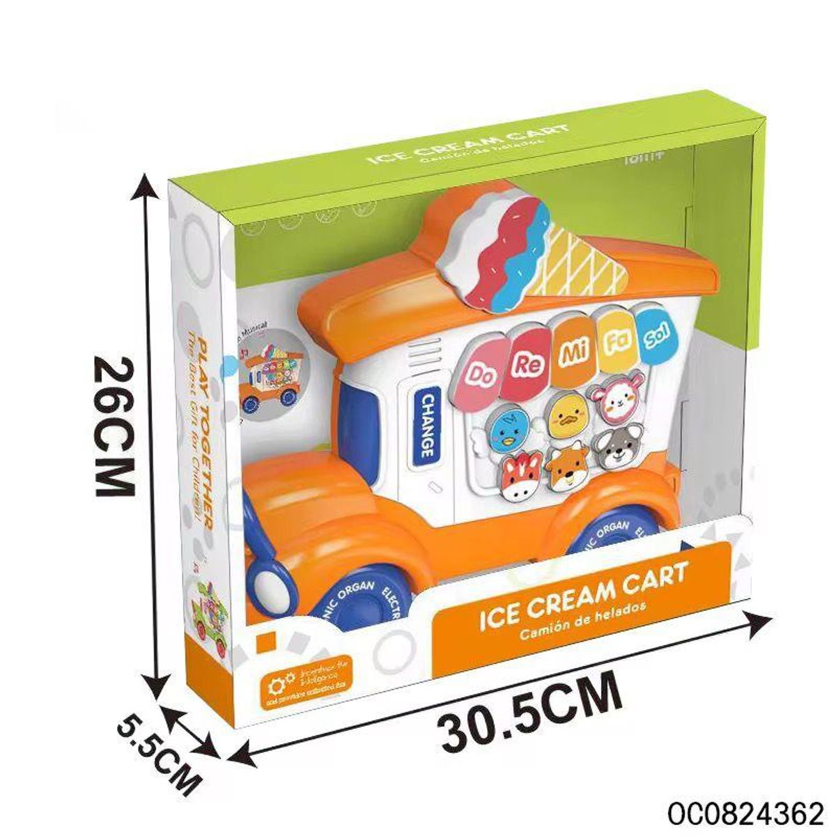 GENERICO - Piano Musical Carro de Helados Naranja Niños