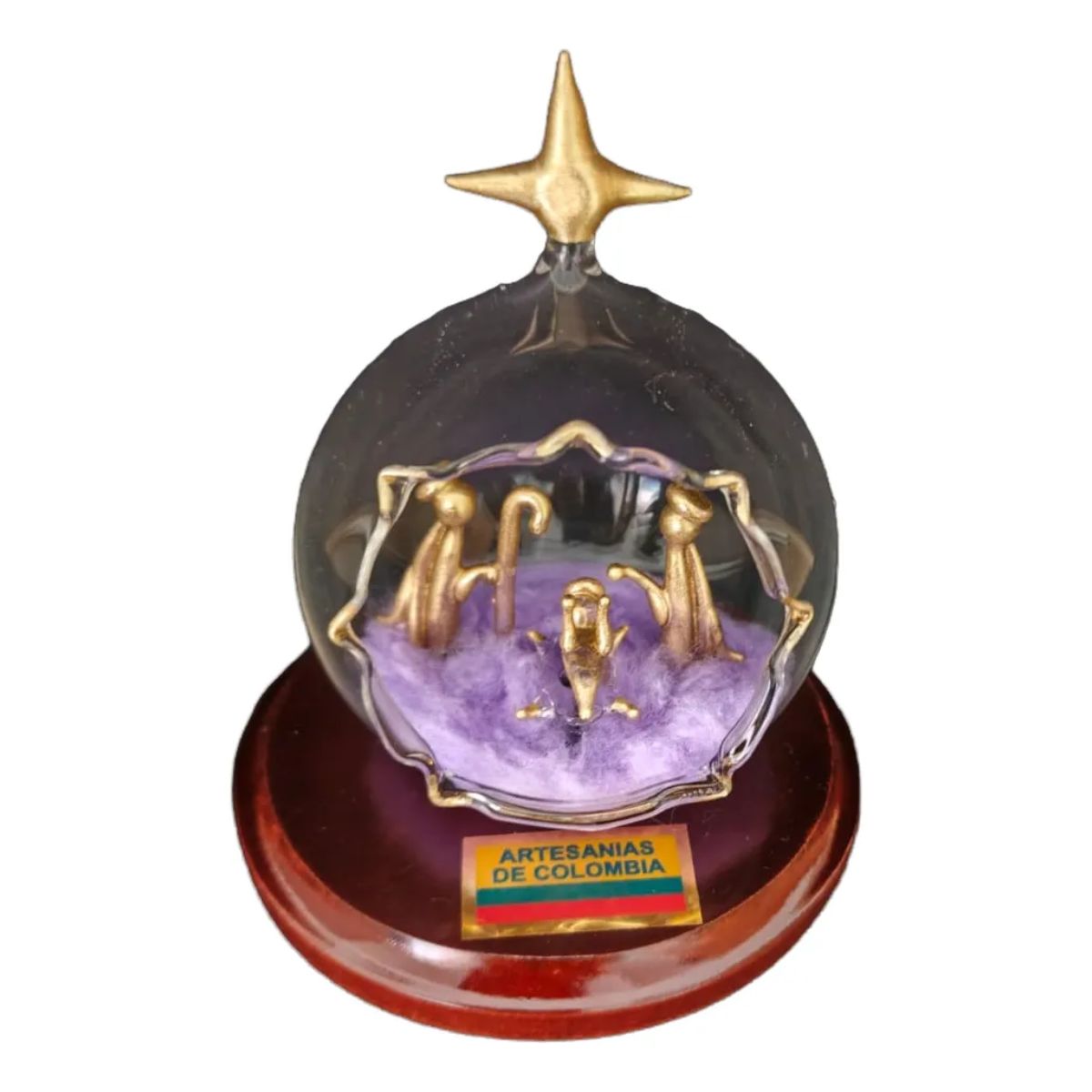 GENERICO - Pesebre Nacimiento En Vidrio Soplado Adorno Navideño Gift Lila Redondo