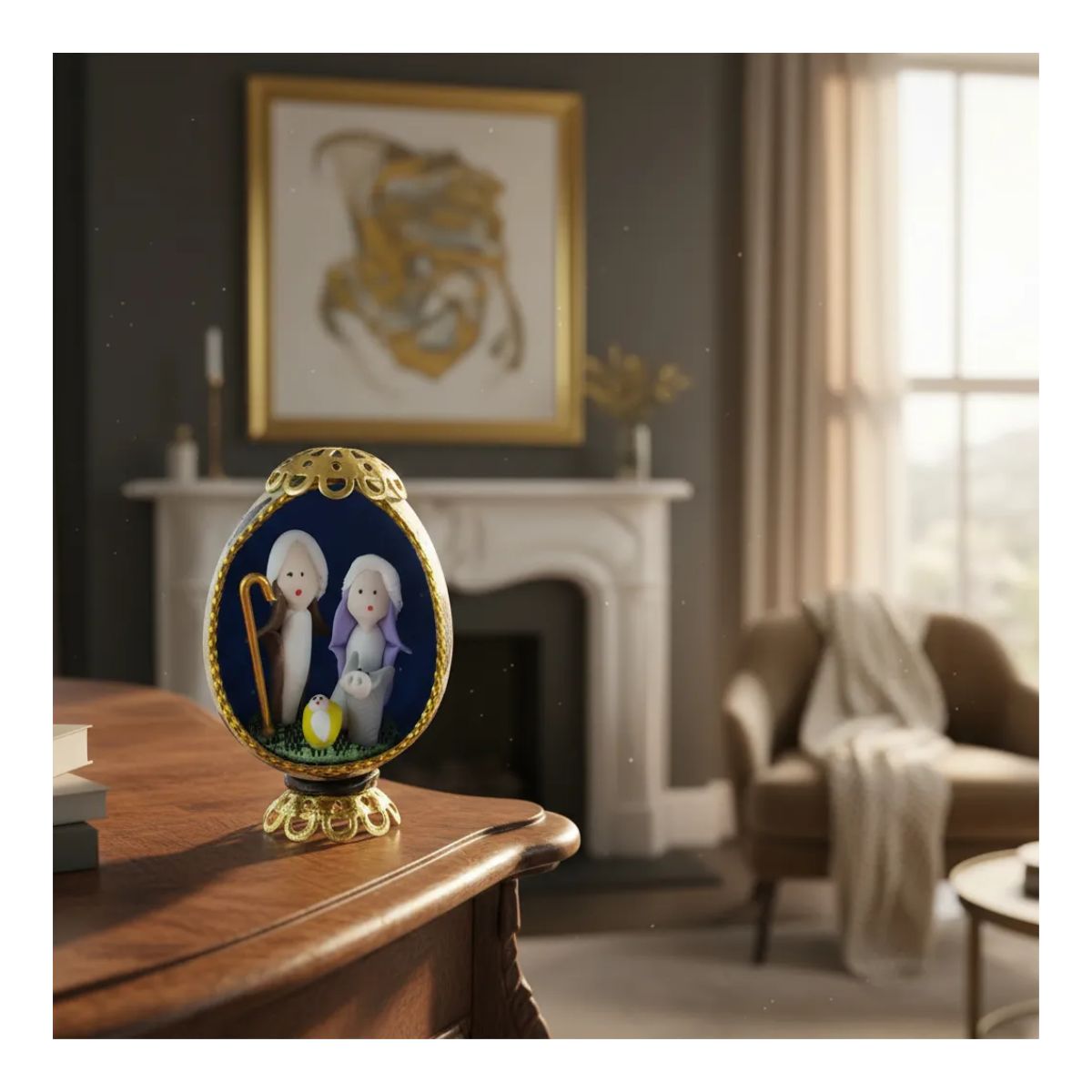 GENERICO - Pesebre Miniatura Dentro De Huevo Artesanía Porcelanicron