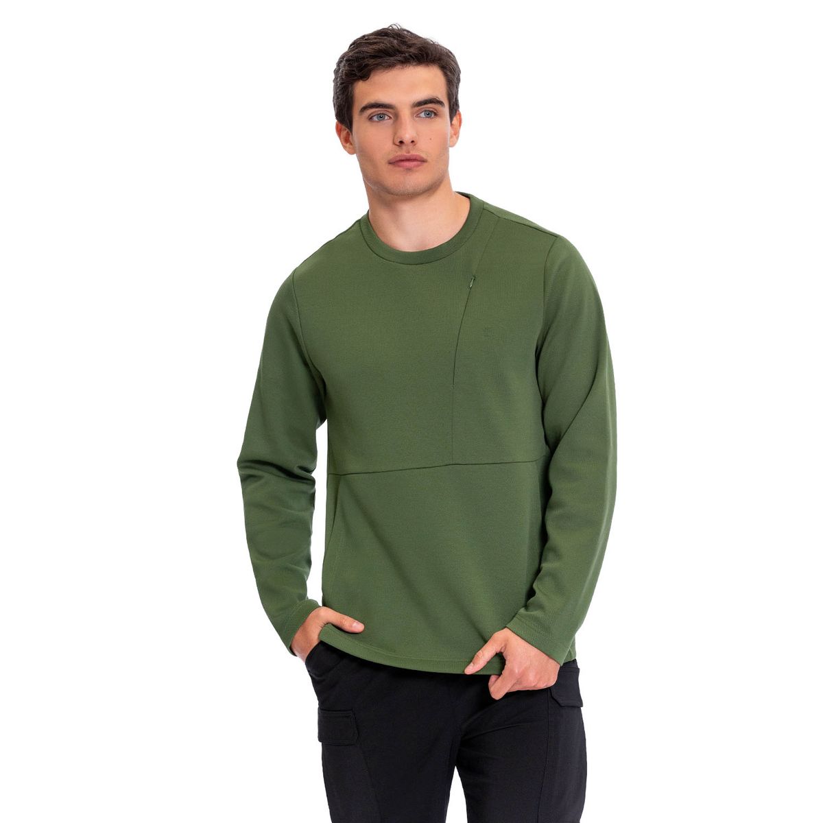 TOTTO - Buzo Cerrado Bolsillo Canguro Dragon Verde Para Hombre Totto